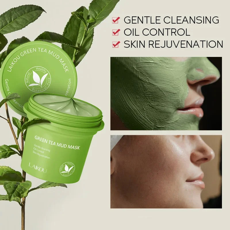 LAIKOU Green Tea Clay Mask 100g | Pore Minimizing Oil Control Clay Face Mask PRIMED