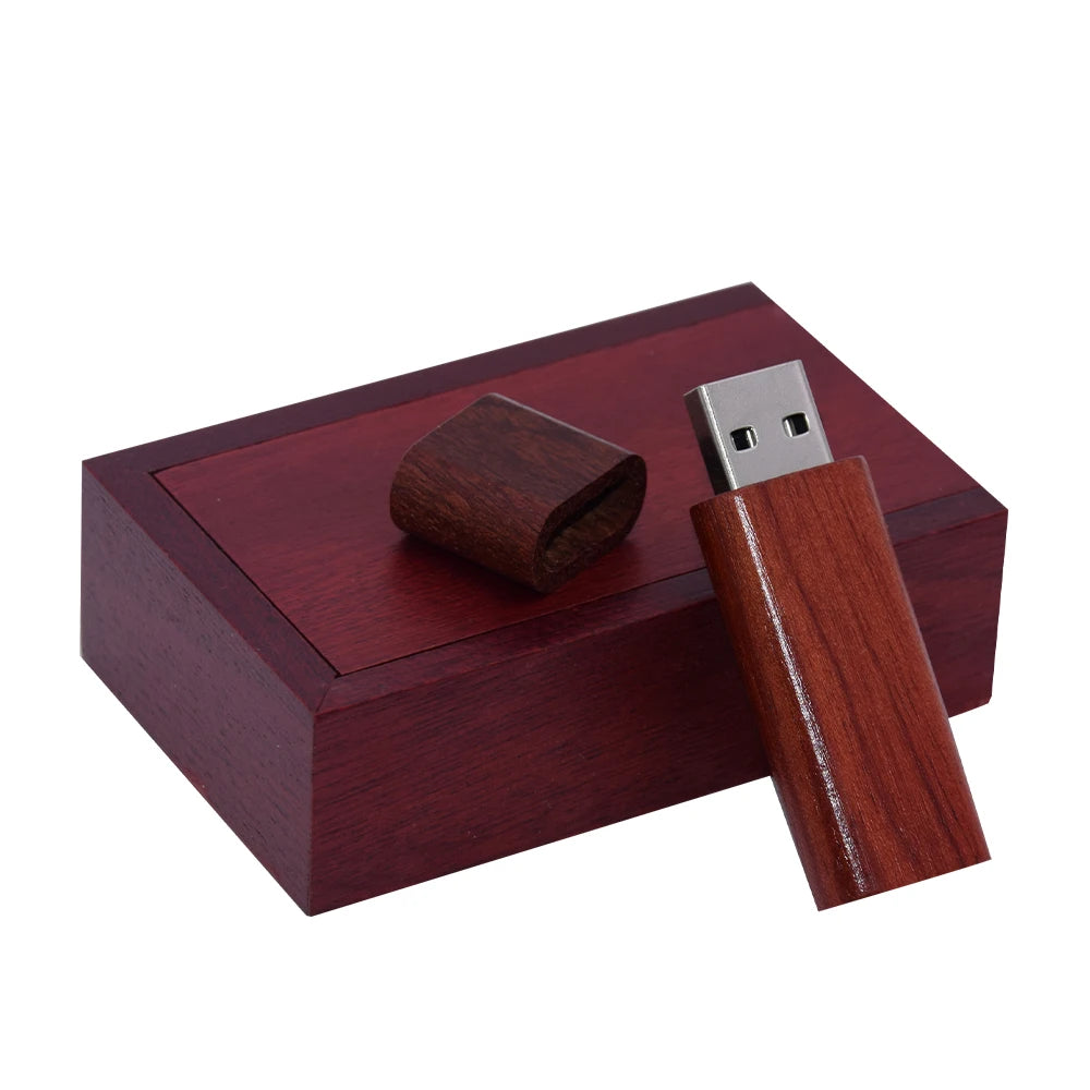 Wooden USB Flash Drive 4GB–64GB | Free Custom Logo Gift USB Flash Drive PRIMED 4GB rose wood With box