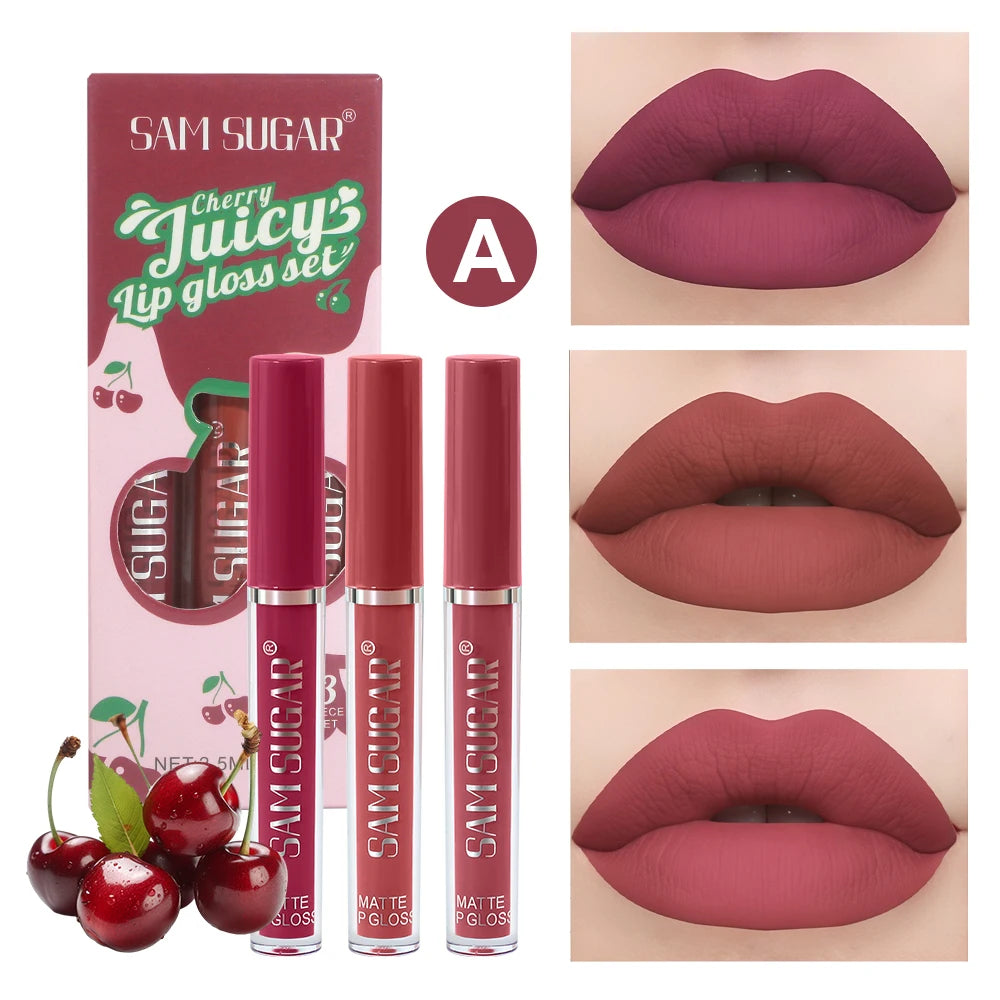 SAM SUGAR Velvet Matte Lip Gloss Set – Long Lasting Liquid Lipstick