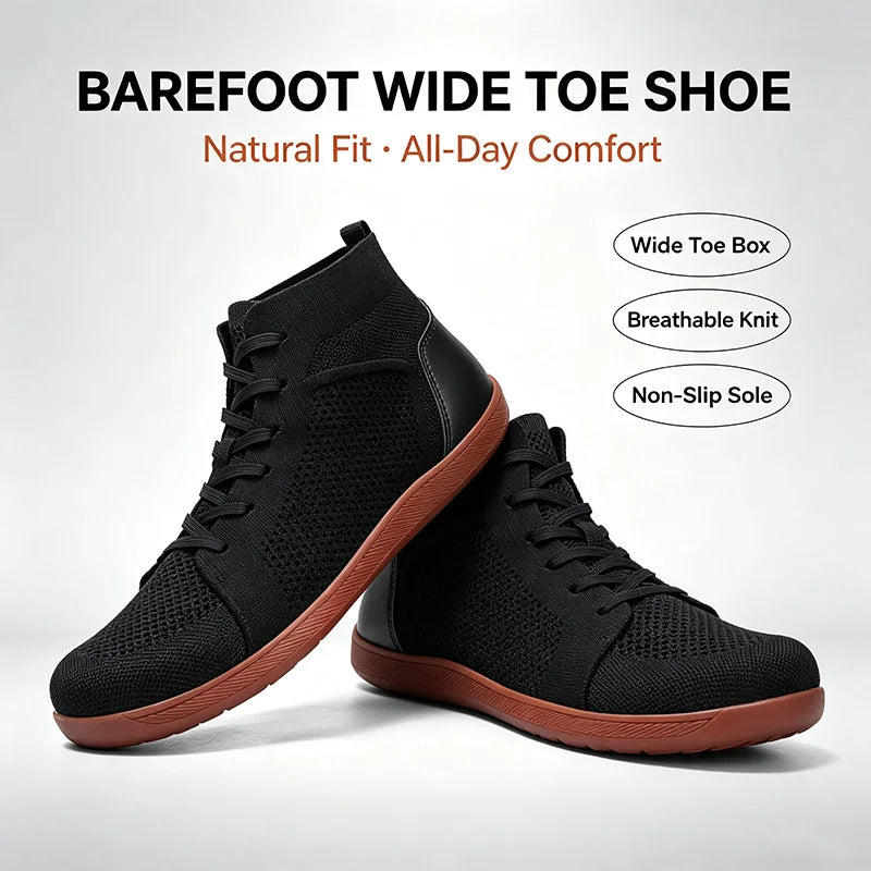 LETCOMFIT Mid Top Barefoot Shoes | Wide Toe Box Zero Drop Minimalist Barefoot Sneakers PRIMED