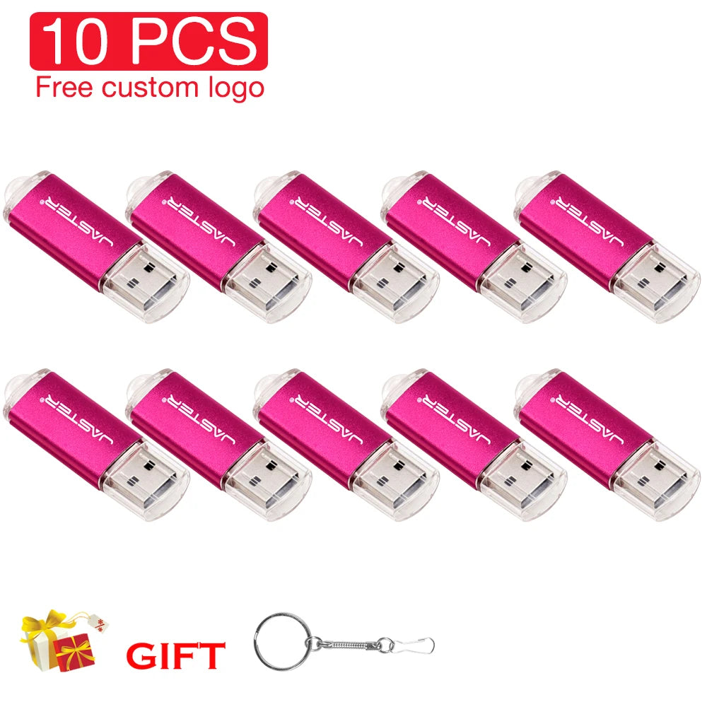 10-Pack Custom Logo Metal USB 2.0 Flash Drives 4GB–64GB USB Flash Drive PRIMED 16 GB pink