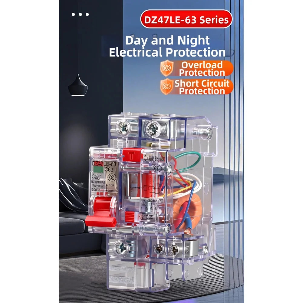 Transparent Circuit Breaker 1P 6A–63A | Leakage & Overload Guard