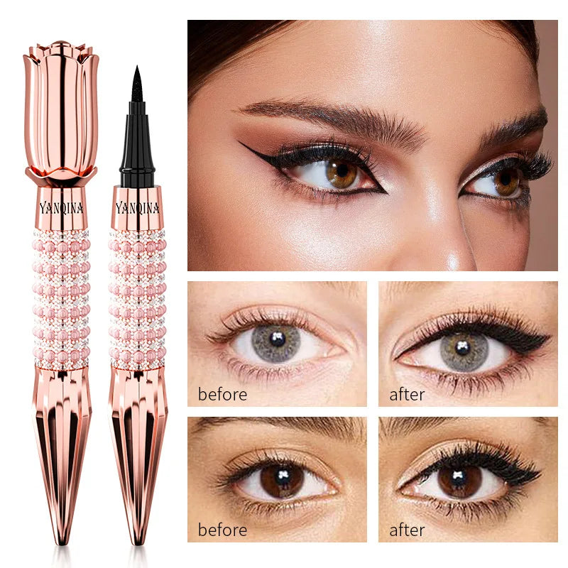 YANQINA Waterproof Liquid Eyeliner Pen – Black, 12Hr Wear