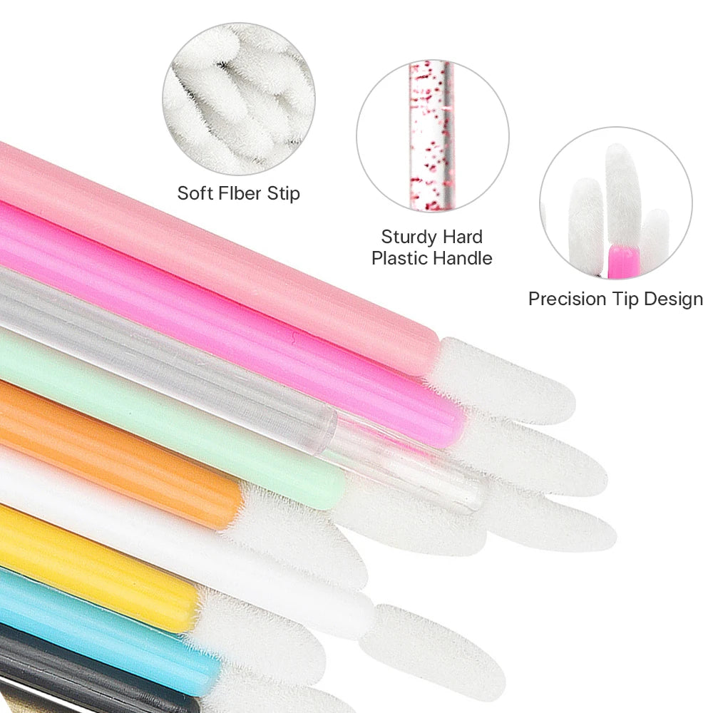 100 Pcs Disposable Lip Brushes & Mascara Wands | Crystal Tip Disposable Makeup Brushes PRIMED
