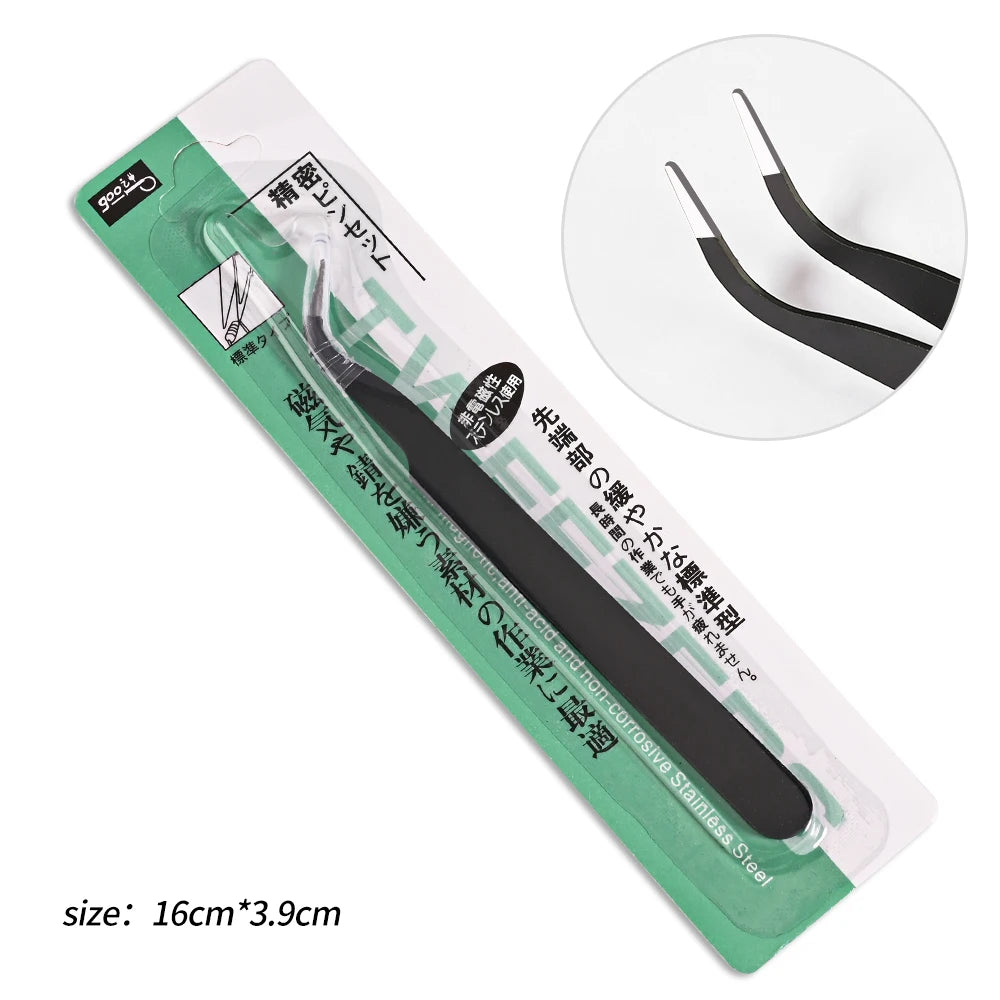Rhinestone Eyelash Tweezers Stainless Steel Nail Art Set