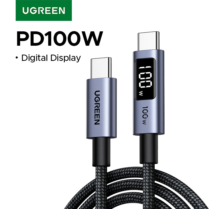 UGREEN 240W USB-C Cable Digital Display Fast Charging 1–3m USB-C Charging Cable PRIMED