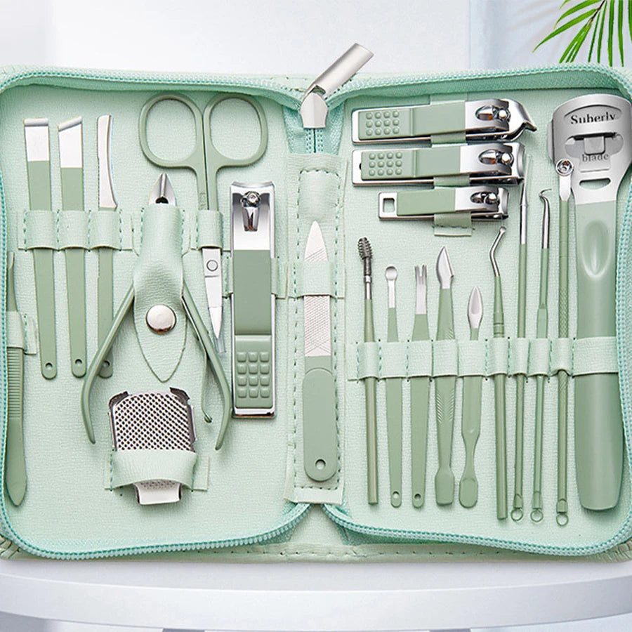 Stainless Steel Nail Clipper Manicure Set with Zipper Bag Manicure Tool Set PRIMED