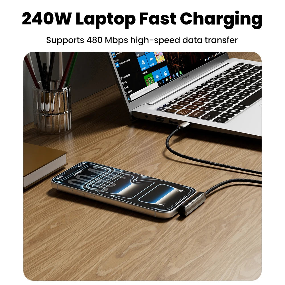 USB-C Fast Charging Cable with Foldable Phone Stand | 240W USB-C Charging Cable PRIMED
