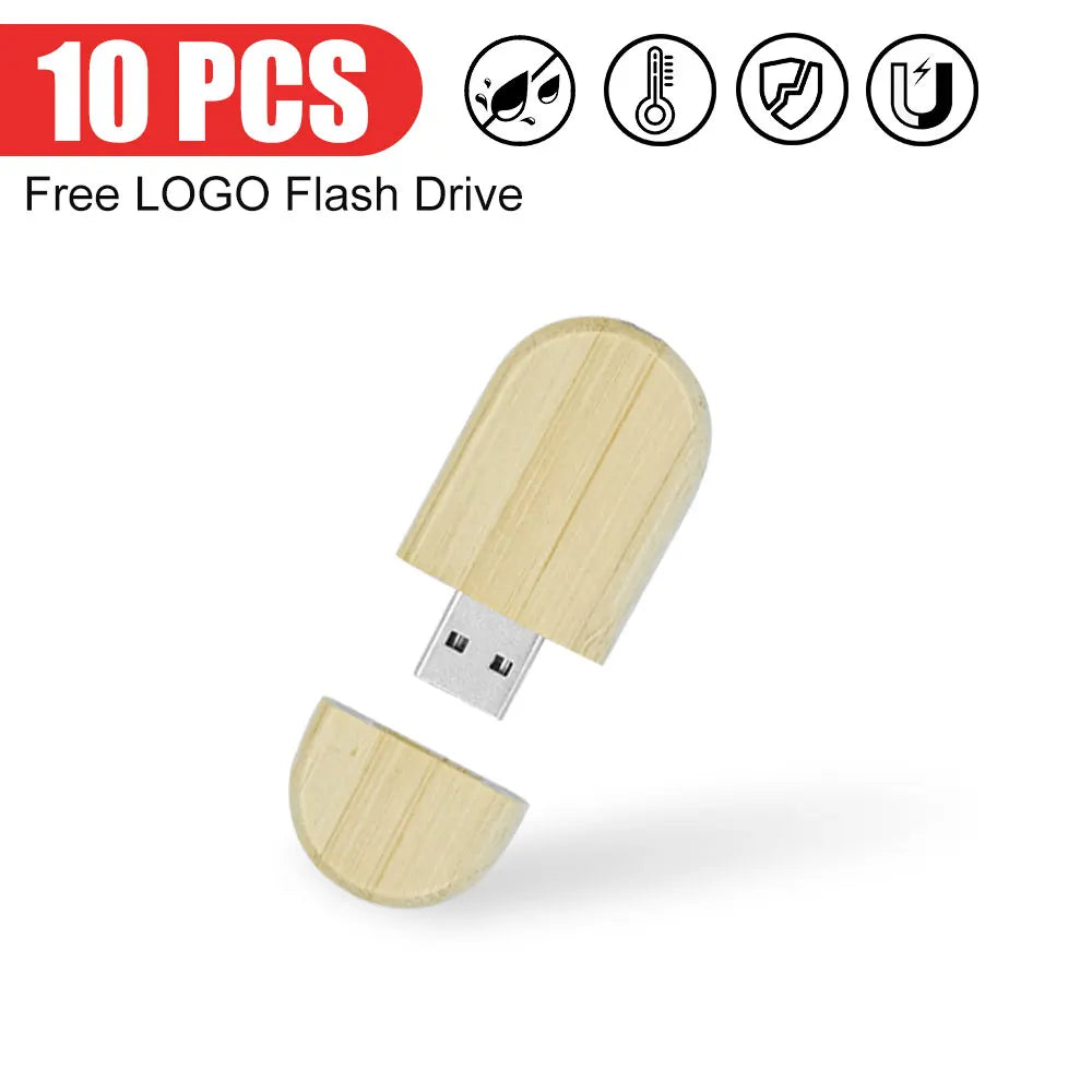 Wooden USB Flash Drive 4GB–128GB | Bulk Custom Logo Pen Drive USB Flash Drive PRIMED 8 GB Bamboo 10PCS