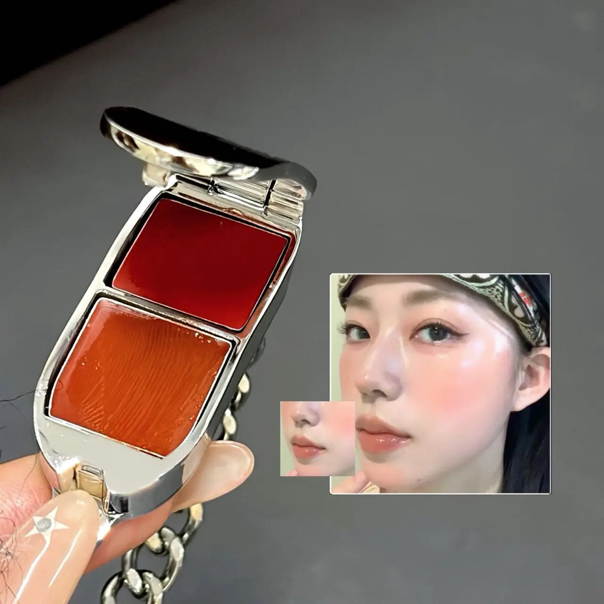 HERORANGE Two-Tone Blush & Lip Mud Palette | Dual-Purpose Blush Lip Palette PRIMED