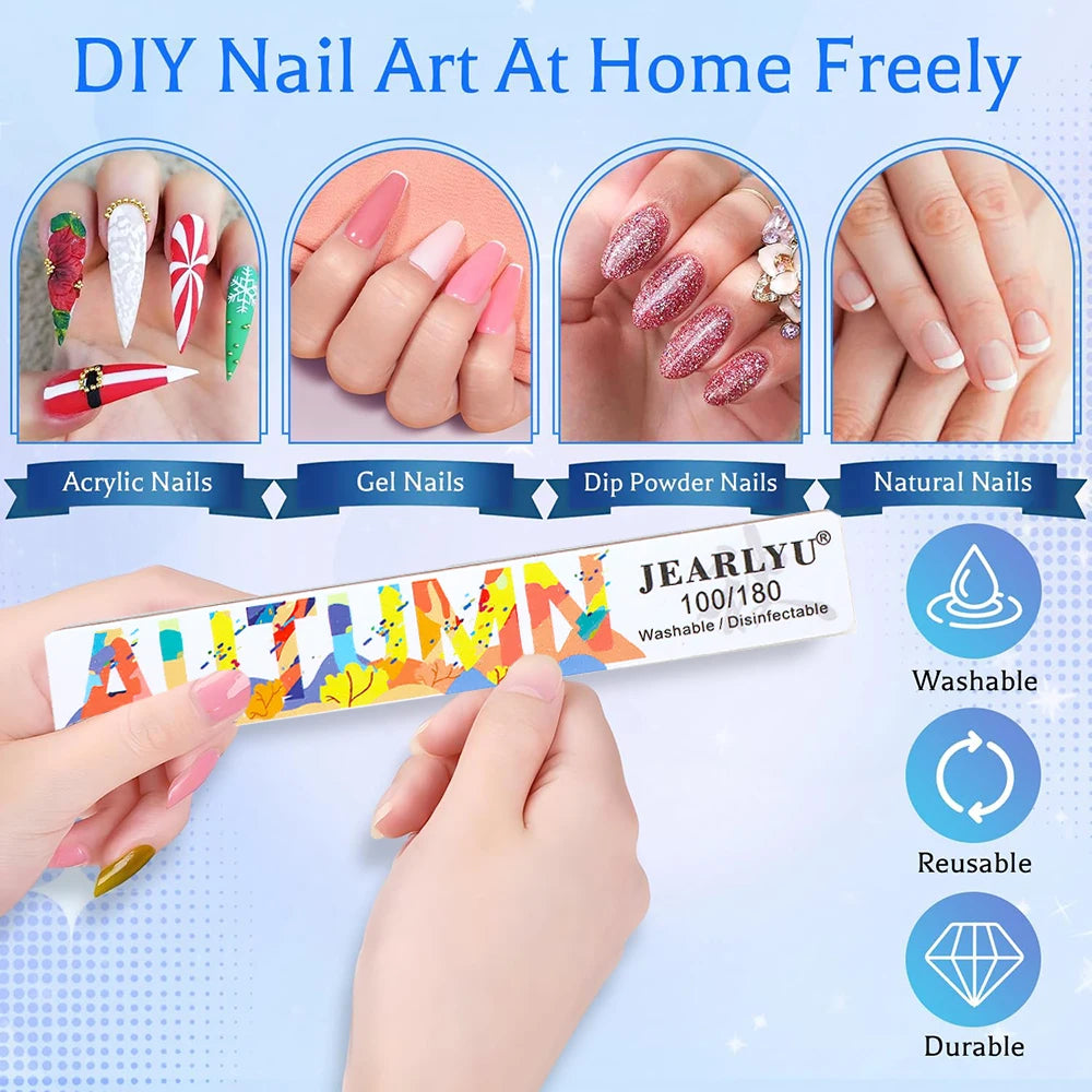JEARLYU Nail File Buffer Set 100/180 Grit – 4 to 18 Pcs Nail File Buffer PRIMED