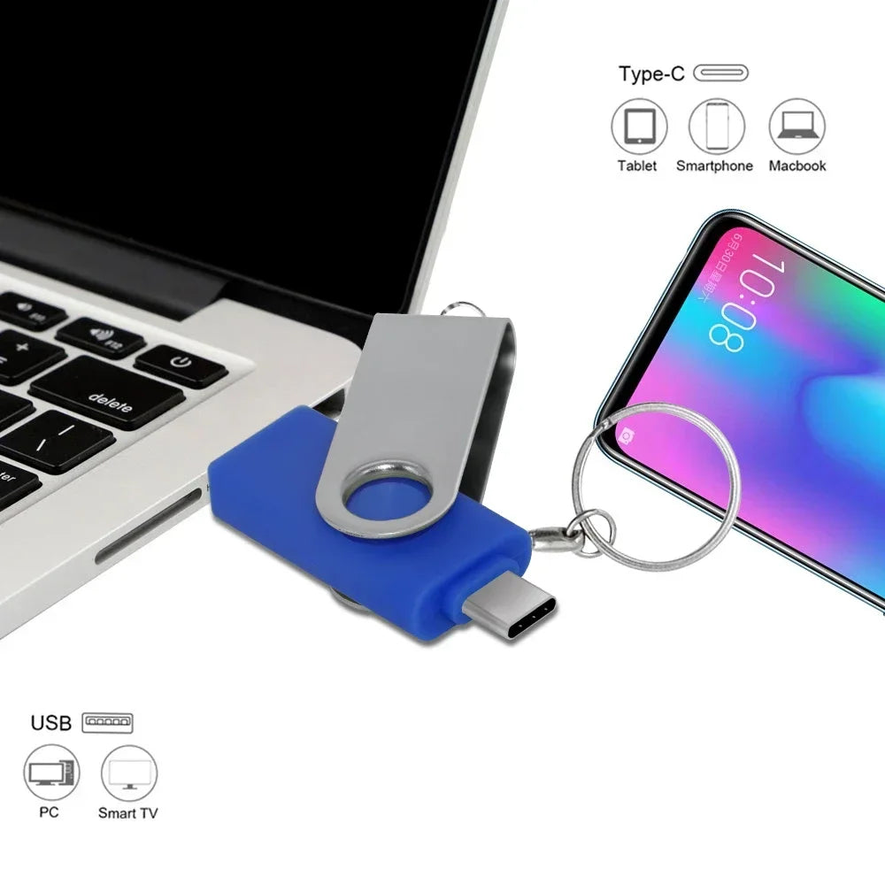 2-in-1 USB 3.0 & Type-C Flash Drive 8GB–128GB Metal Pendrive USB Flash Drive PRIMED