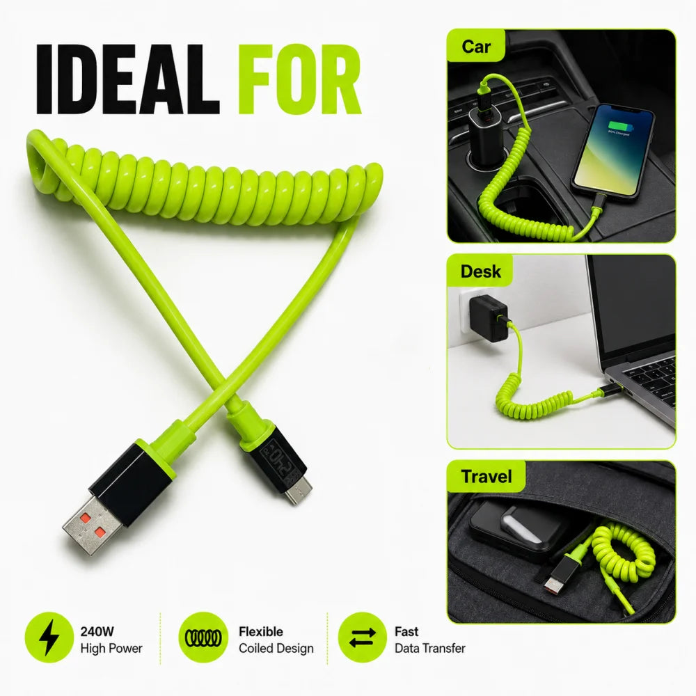 USB-C Fast Charging Cable 240W Nylon Braided | 1m & 2m USB-C Charging Cable PRIMED