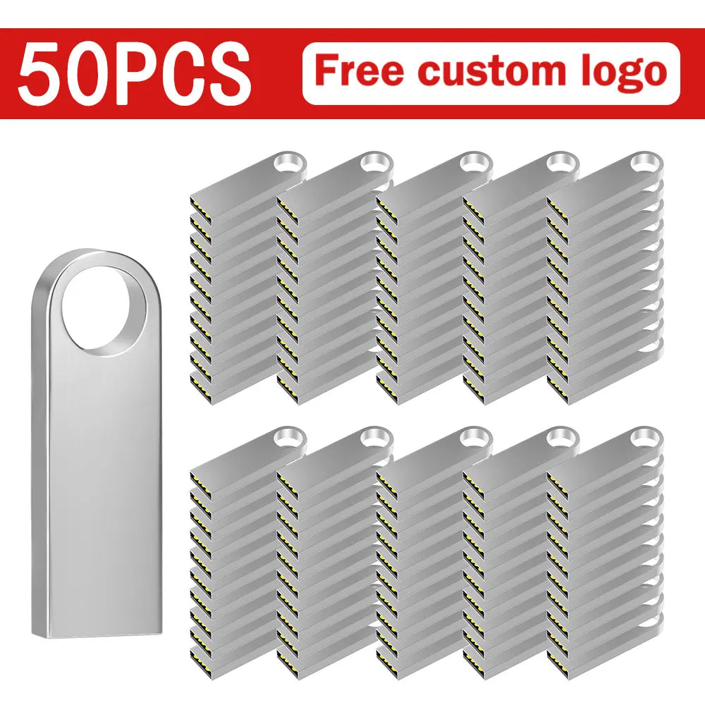 50-Pack Custom Logo USB 2.0 Flash Drives 1GB–64GB Metal USB Flash Drive PRIMED