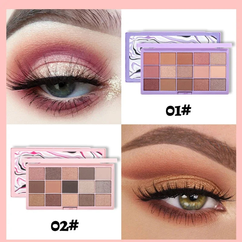 MISS ROSE 15-Color Nude Eyeshadow Palette – Matte & Shimmer Eyeshadow Palette PRIMED