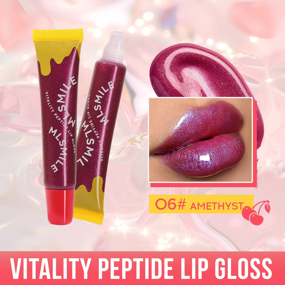 MLSMILE Peptide Plumping Lip Gloss – Clear Hydrating Glaze Plumping Lip Gloss PRIMED 06