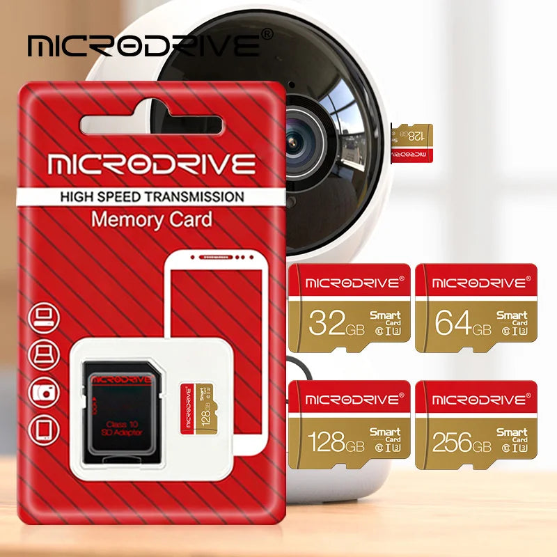MicroDrive Class 10 Micro SD Card 8GB–128GB + SD Adapter Flash Memory Card PRIMED