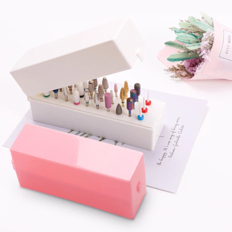 30-Hole Nail Drill Bit Storage Box | Manicure Organizer