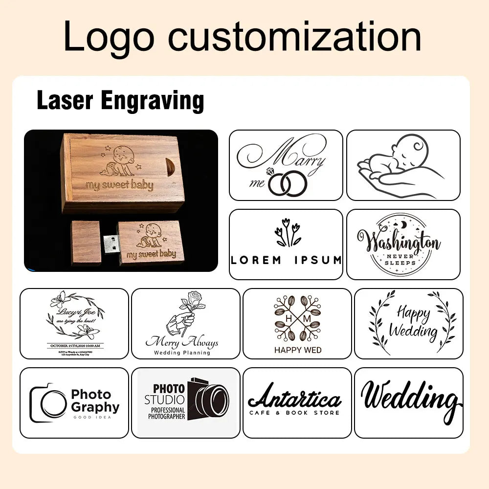 10-Pack Bamboo USB 3.0 Flash Drives | Free Custom Logo Engraved Custom USB Flash Drive PRIMED