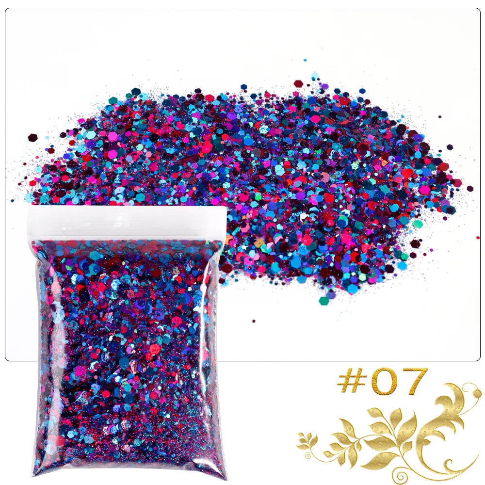 Luminous Nail Glitter Sequins 50g – 12 Colors Holographic Flakes