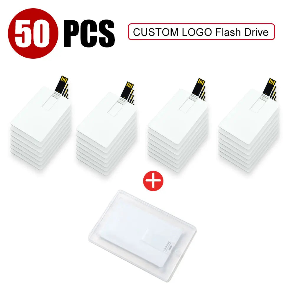 Custom Logo Credit Card USB Flash Drive Bulk 10/50/100 Pcs Custom USB Flash Drive PRIMED 8 GB 50-white-box