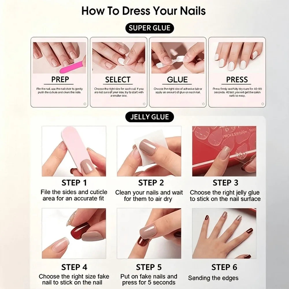 150 Pcs Press On Nails Glossy Almond French Gradient Fake Nails