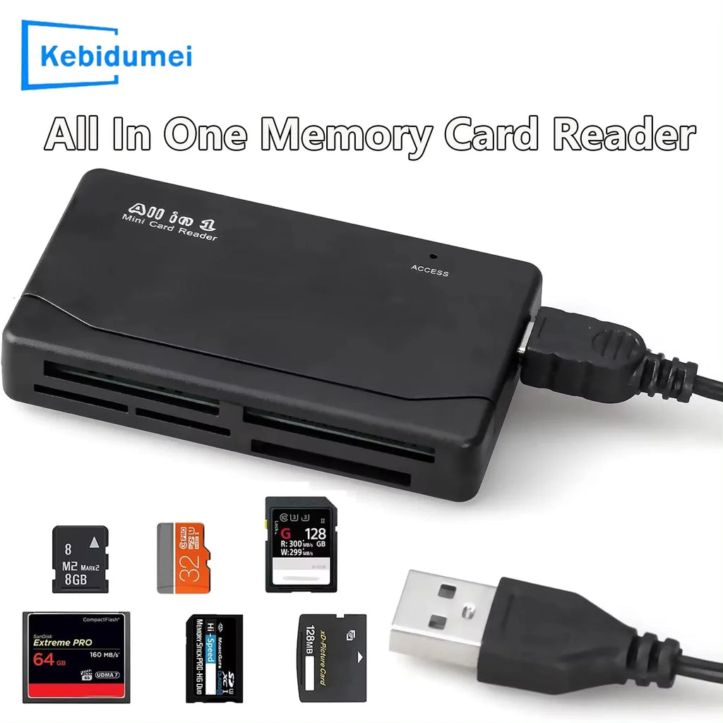 480Mbps USB 2.0 All-in-One Memory Card Reader – SD CF XD MMC USB Card Reader PRIMED