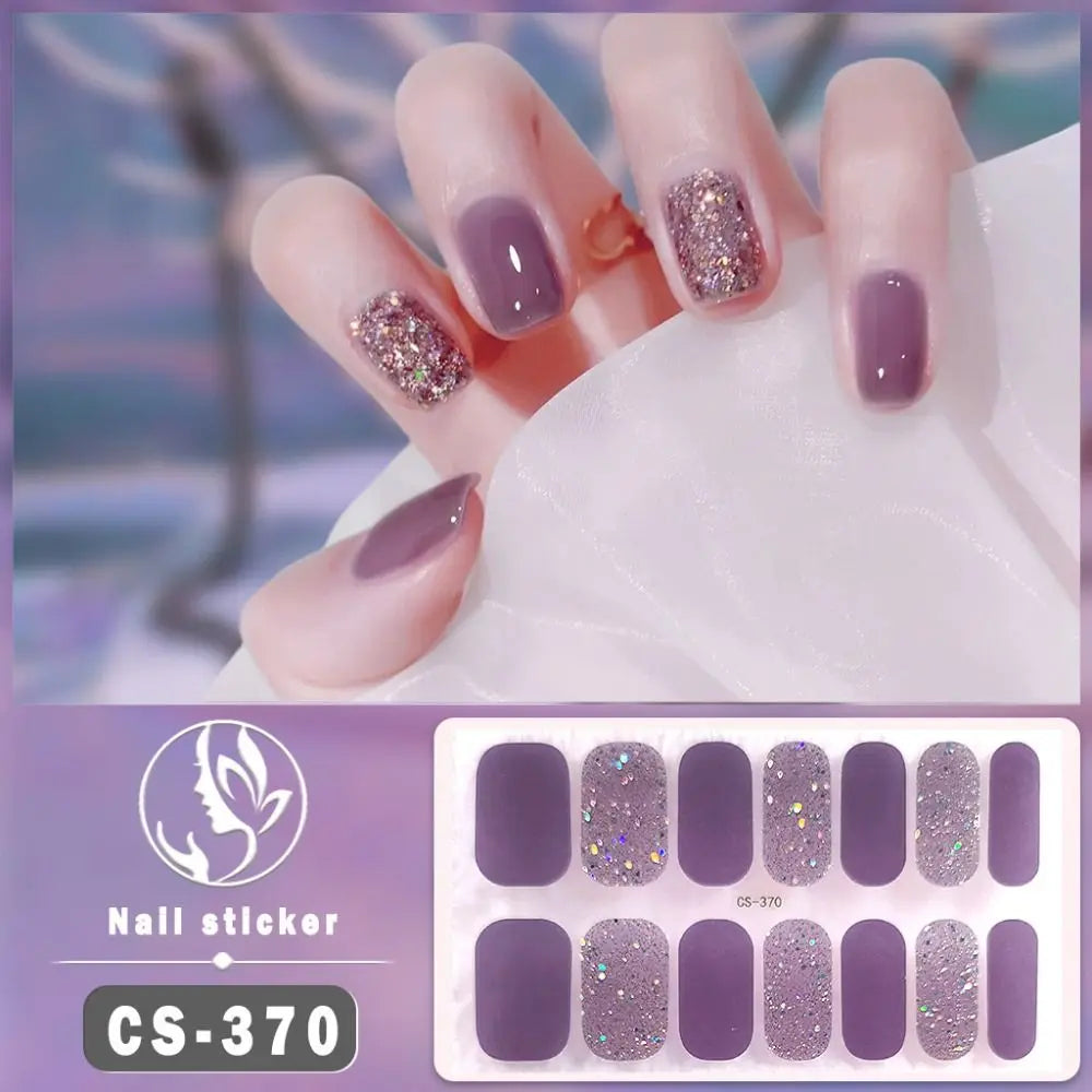 Waterproof Foil Gel Nail Stickers – 14 Tips Full Nail Wraps
