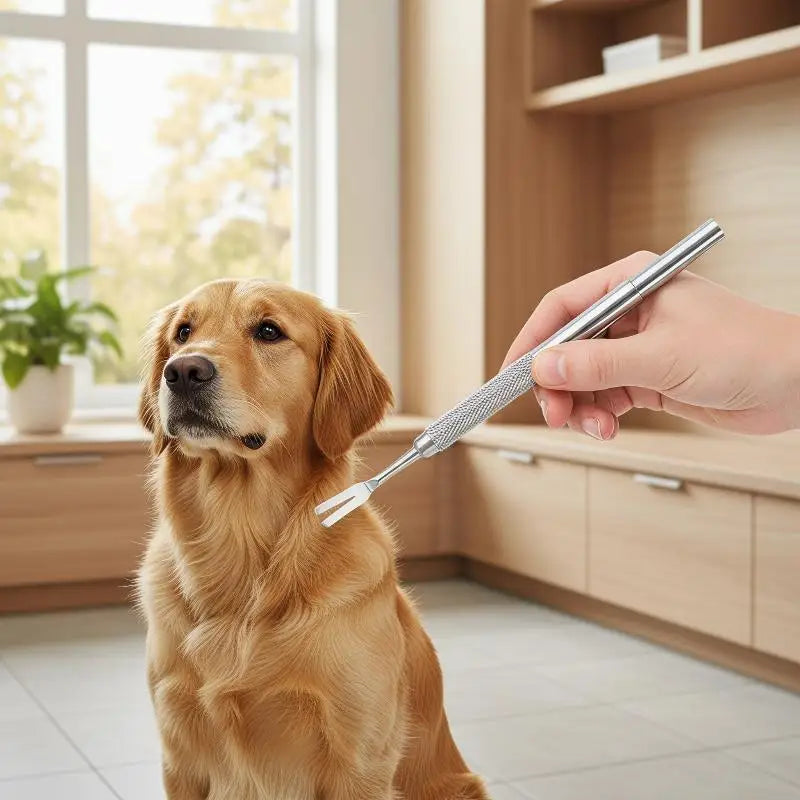 Stainless Steel Tick Fork Remover Tool for Dogs & Cats Pet Tick Remover PRIMED
