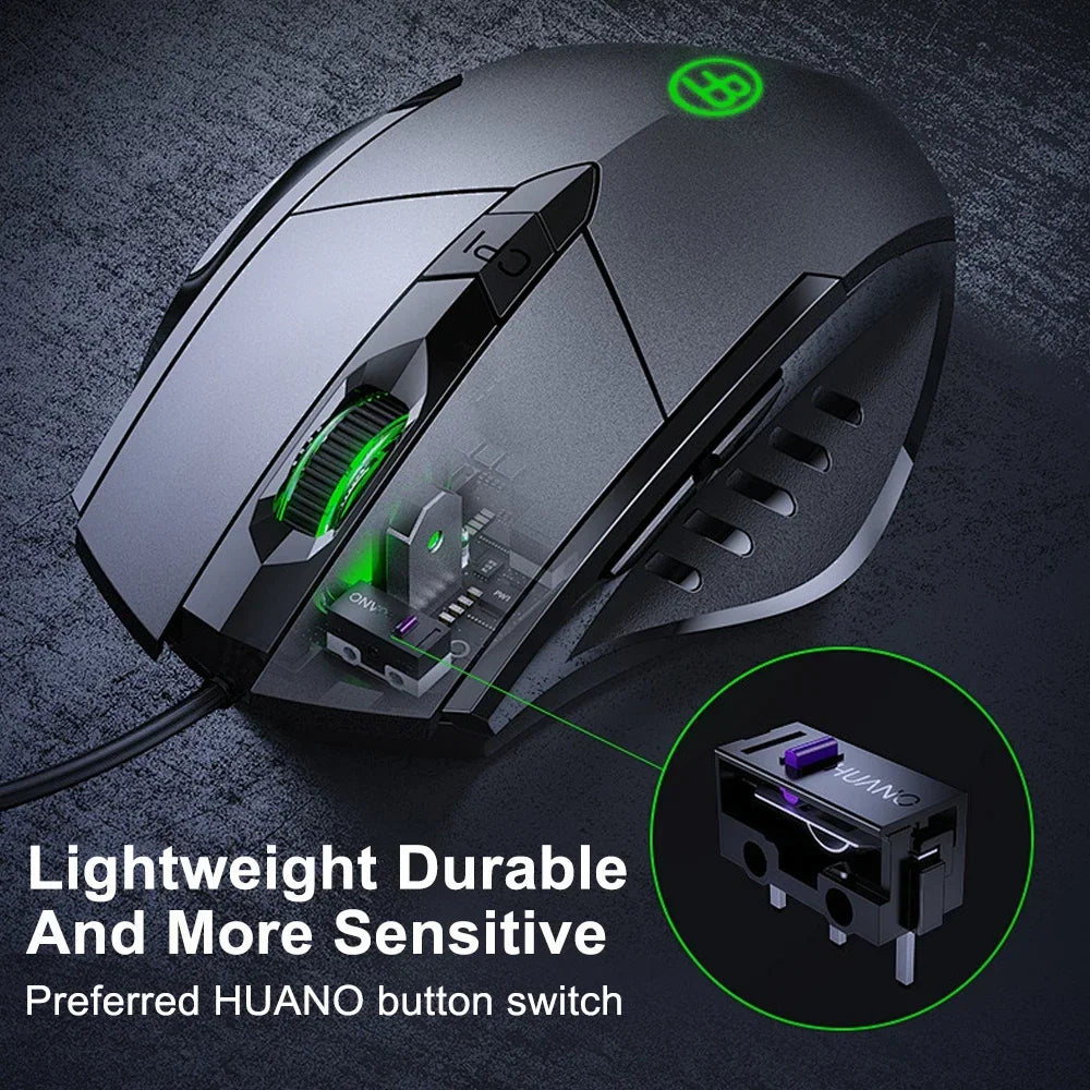 MissionFit Ergonomic USB Wired Mouse – 6 Buttons, 7200 DPI Wired Optical Mouse PRIMED