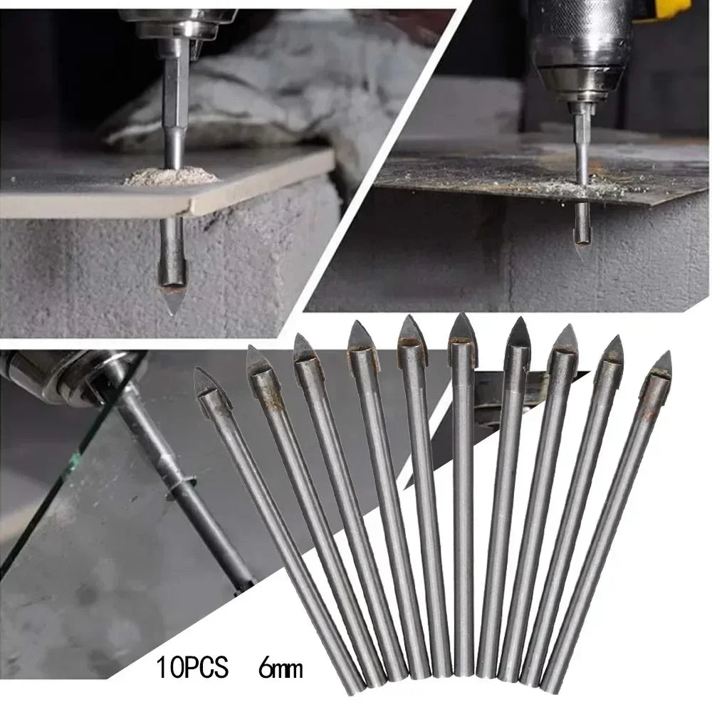10-Pack 6mm Carbide Spear Tip Drill Bits – Glass & Tile Carbide Drill Bits PRIMED