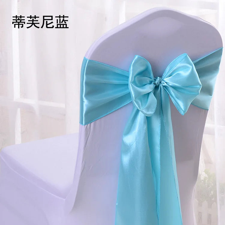 10 Pcs Satin Chair Sashes – Wedding & Banquet Bow Decor