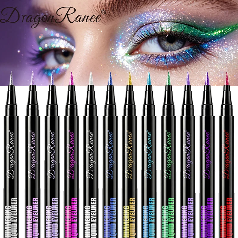 Dragon Ranee Glitter Metallic Liquid Eyeliner – Waterproof Shimmer Liquid Eyeliner Pen PRIMED