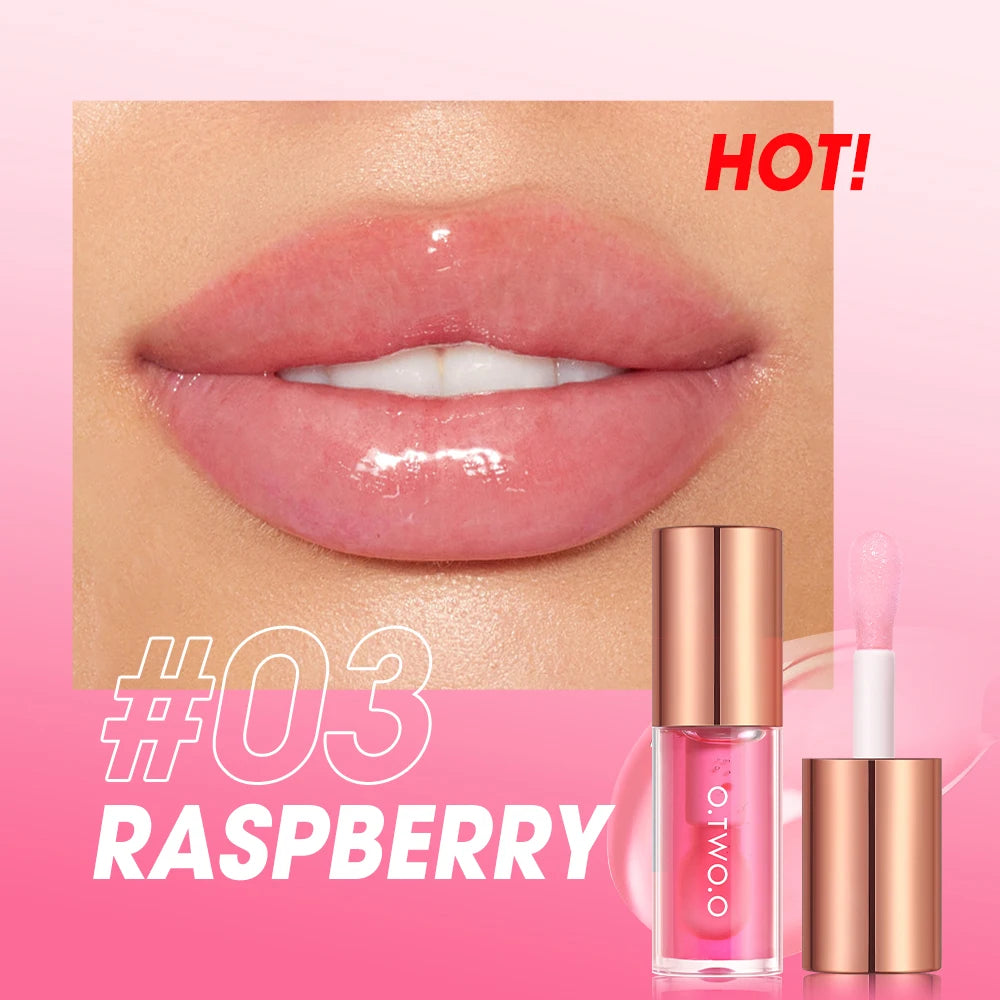 O.TWO.O Lip Oil Gloss Plumper – Moisturizing Shiny Tint Lip Oil Gloss PRIMED 03 RASPBERRY