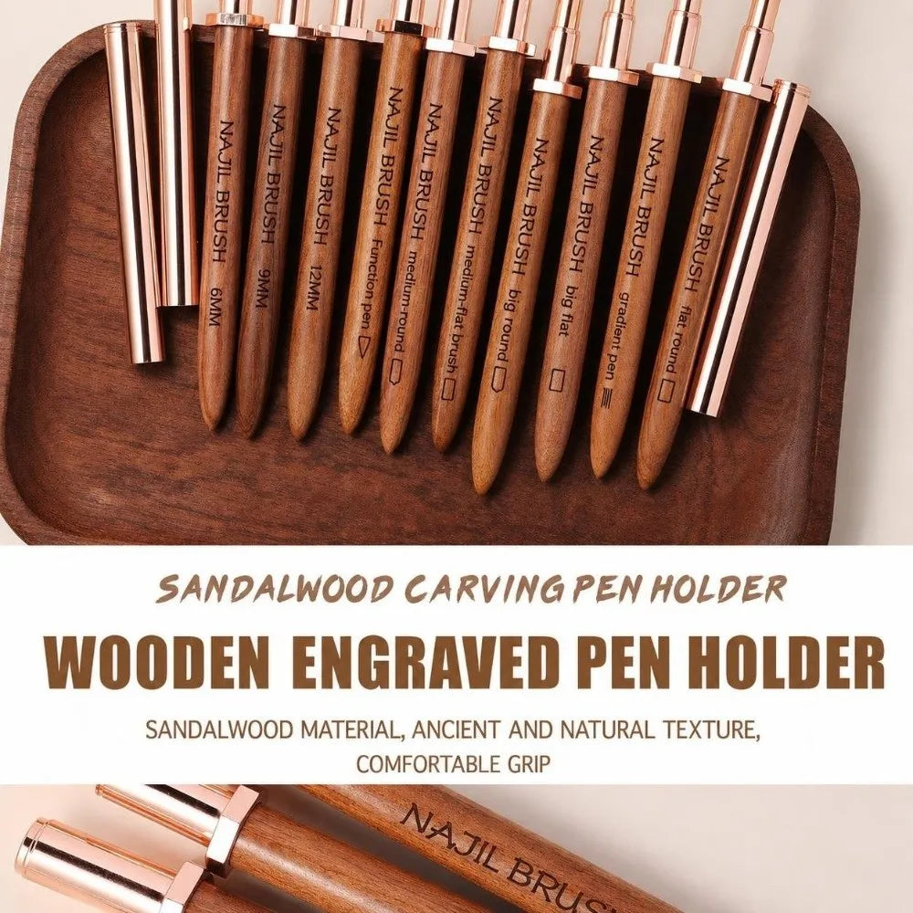 Sandalwood Handle Nail Art Detail Brush – Portable Nail Pen