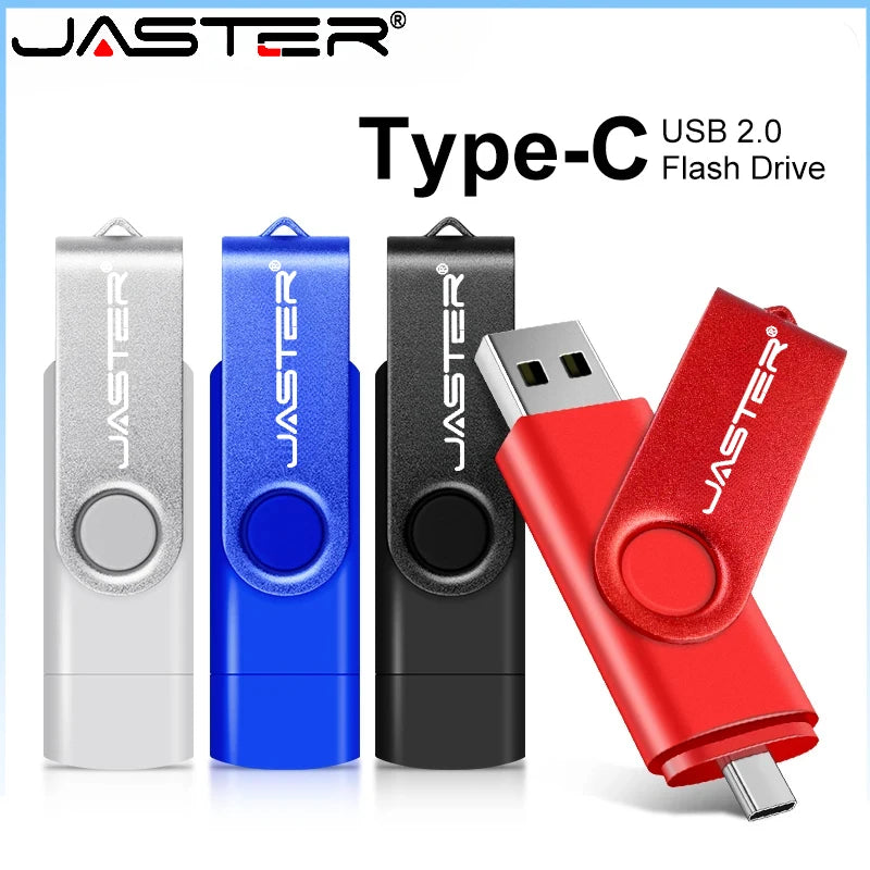 JASTER OTG Type-C USB Flash Drive 4GB–128GB | Metal 2-in-1 USB Flash Drive PRIMED