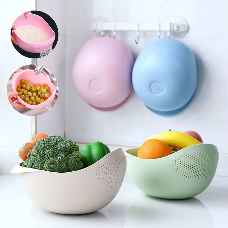 Plastic Rice Sieve Colander & Kitchen Drain Basket w/ Handles Kitchen Colander Strainer PRIMED