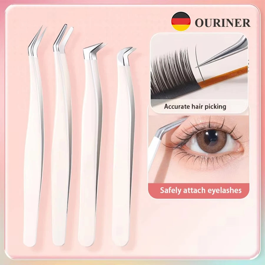 Stainless Steel Eyelash Tweezers – False Lash Application Tool