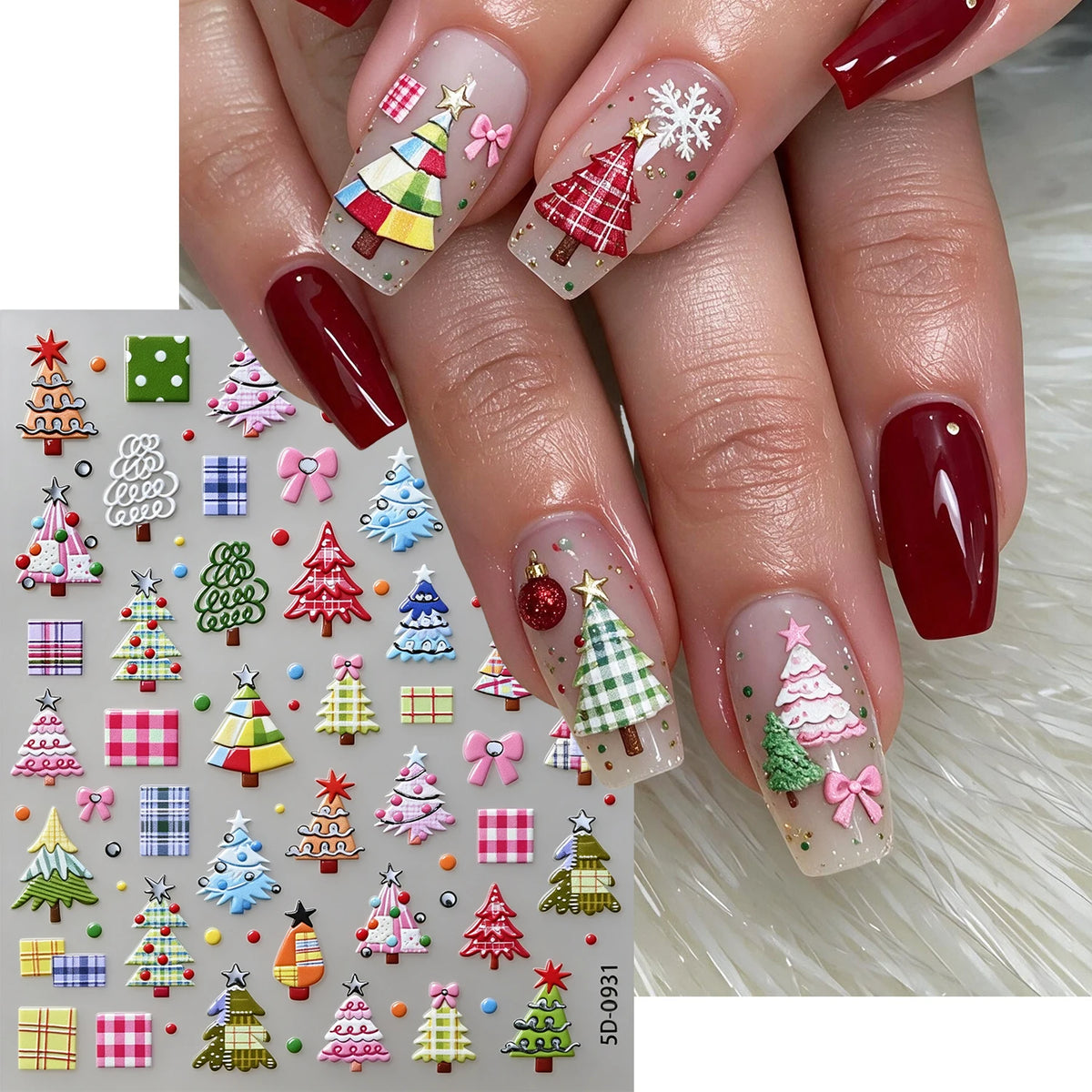 Christmas Tree Silvery Foil Nail Art Stickers – Holiday Decals
