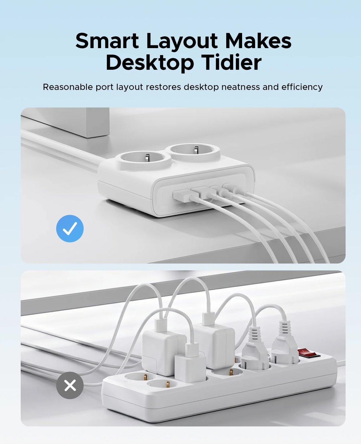 ORICO PD 15W Power Strip 2 USB-C 2 AC 2 USB-A EU Desk Charger Desktop Power Strip PRIMED