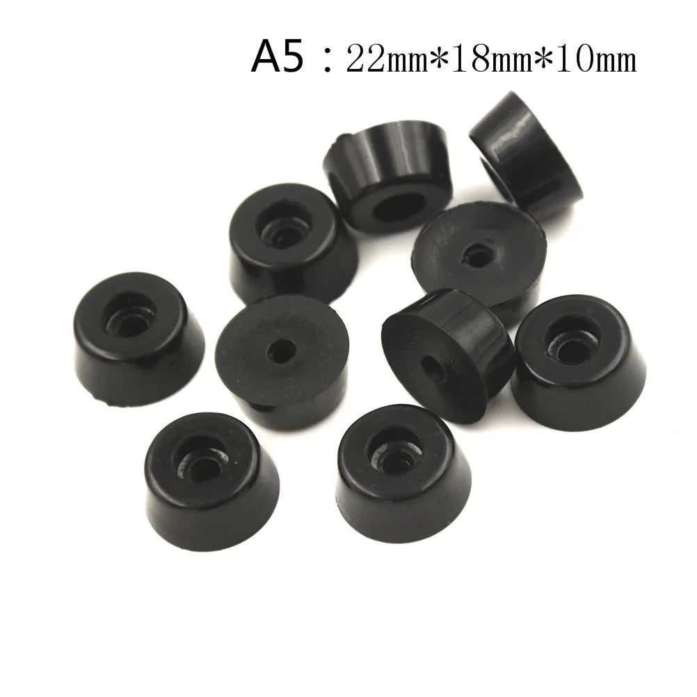 10-Pack Black Rubber Furniture Feet | Non-Slip Floor Protectors