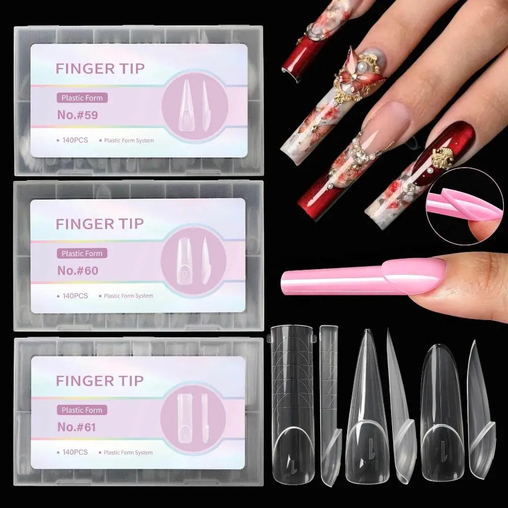 140Pcs Clear Nail Extension Forms – Reusable French Dual Nails