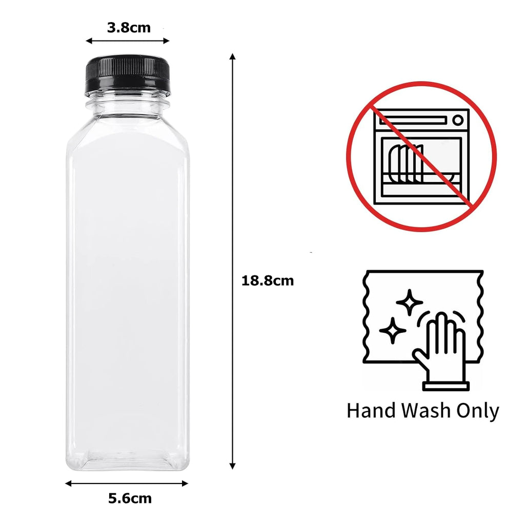 LMETJMA 500ml BPA-Free PET Juice Bottles with Caps | Bulk Set Juice Bottles Set PRIMED