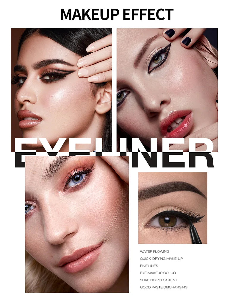 YANQINA Waterproof Liquid Eyeliner Pen – Black, 12Hr Wear