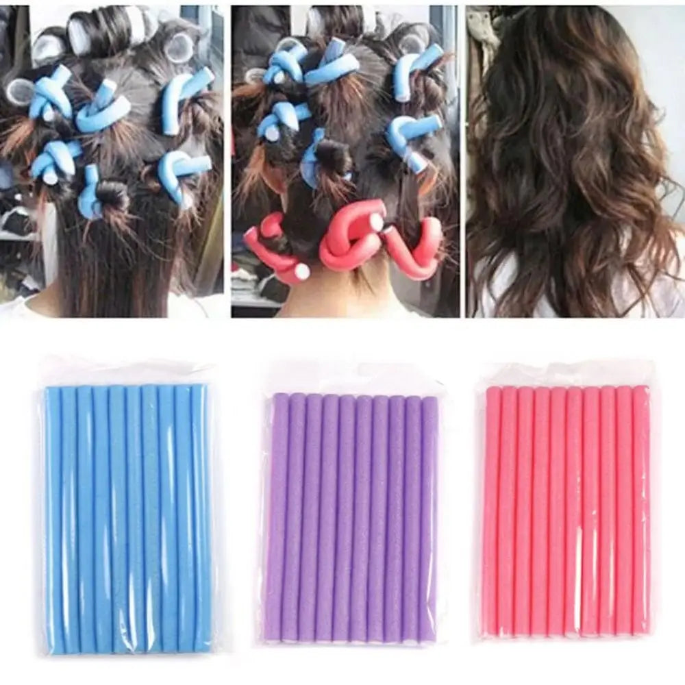 10-Pack Bendy Foam Hair Curlers – Heatless DIY Curl Rollers