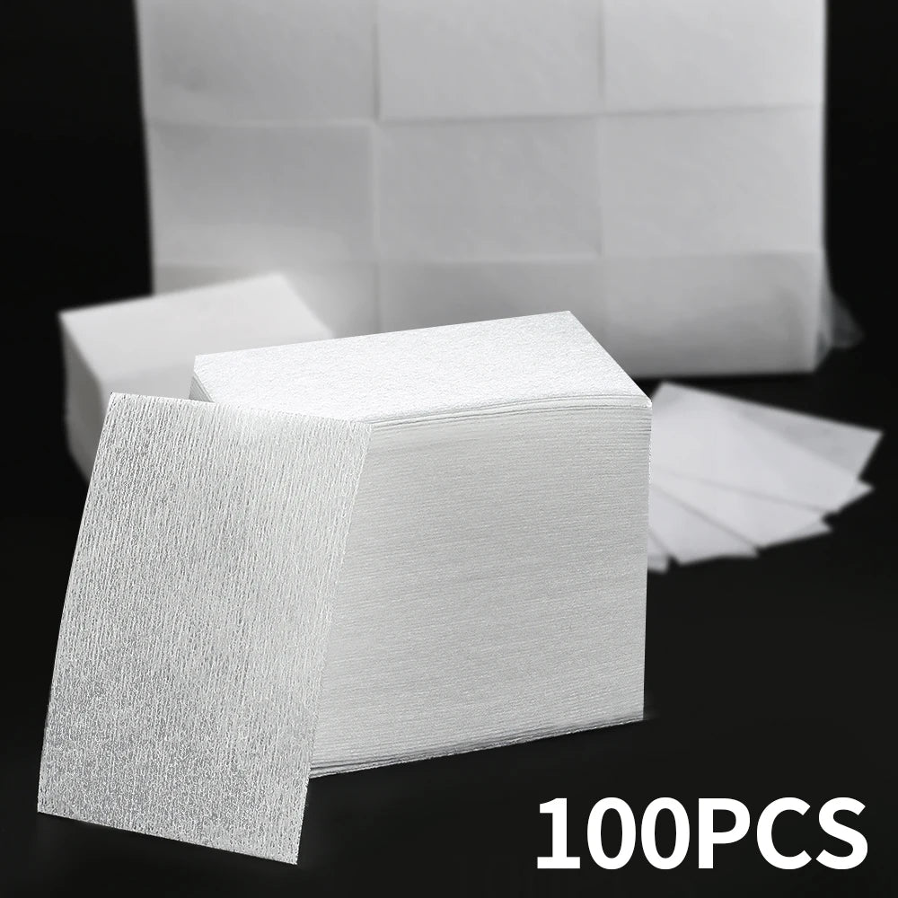 100Pcs Lint-Free Nail Wipes for UV Gel Polish Removal – 5 Colors