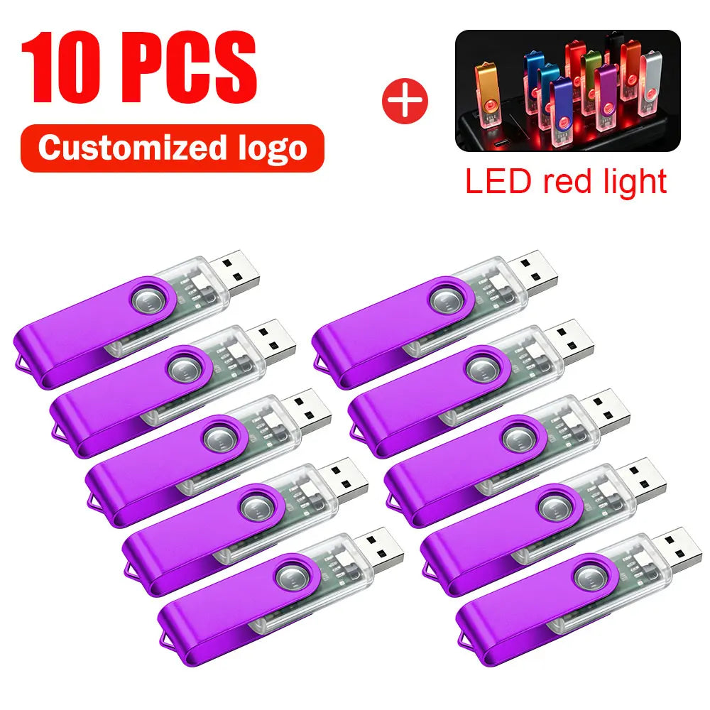 10-Pack Custom Logo Metal USB Flash Drives 256MB–128GB USB Flash Drive PRIMED 256MB x 10PCS purple-A