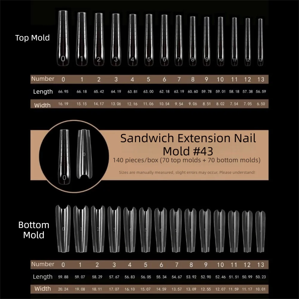 140/280pcs Dual Nail Extension Forms – 14 Sizes Square & Oval