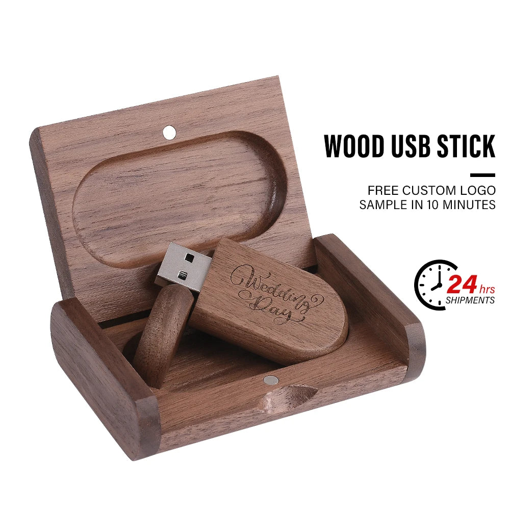 30-Pack Wooden USB Flash Drives 4–128GB | Custom Logo & Box Wooden USB Flash Drive PRIMED