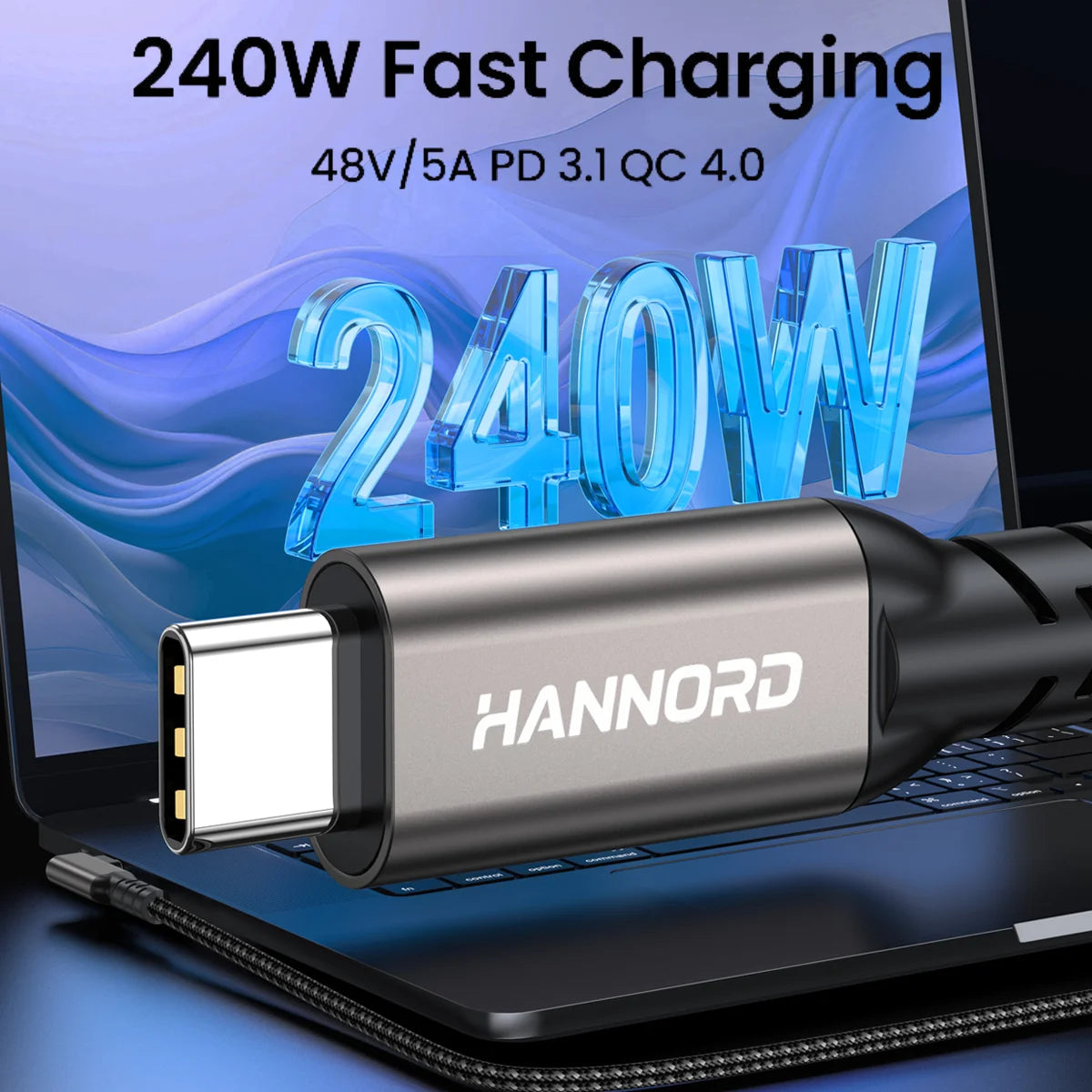 USB-C 3.2 Gen 2 Cable 20Gbps 8K 240W Fast Charging | Hannord USB-C Cable PRIMED